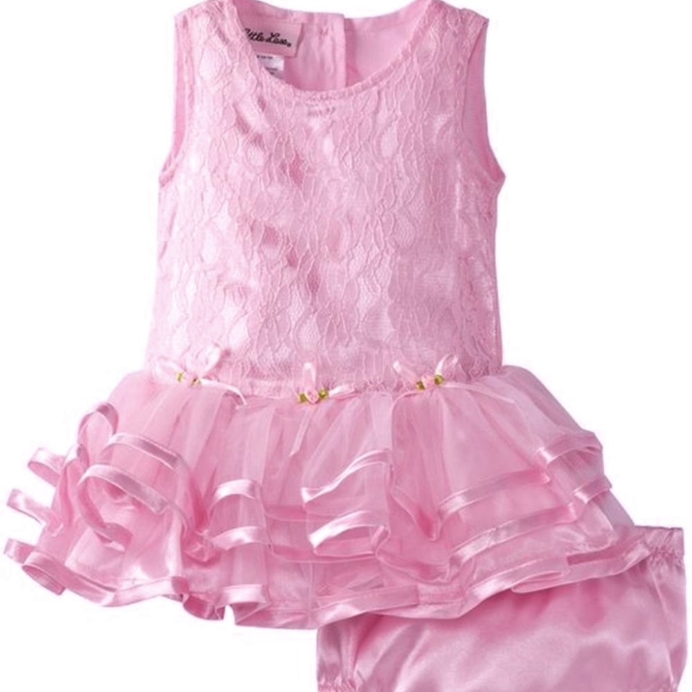 Infant Girl Party Turquoise Lace 2PC Pantie Dress